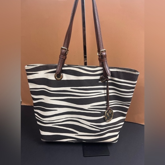 Michael Kors Handbags - MICHAEL KORS black ivory, zebra stripes shoulder bag